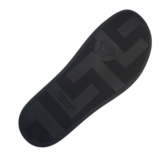 Versace Mens Gomma Stampa Pool Slide Sandals Red Magenta Tangerine - Picture 6 of 8